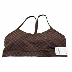 NWT Lululemon Flow Y Bra Nulu Jacquard A-C Square Heart Jacquard Java Sequoia 12